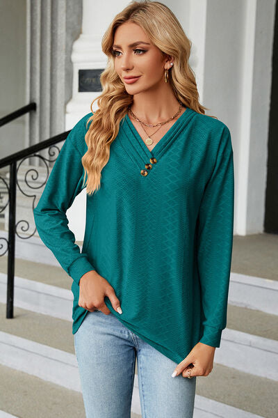 V-Neck Long Sleeve T-Shirt - Danielle and Jason Baker LLC - Danielle Baker's Boutique