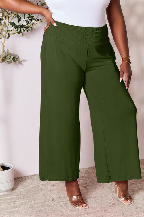 Double Take Full Size Smocked Wide Waistband Wide Leg Palazzo Pants - Danielle and Jason Baker LLC - Danielle Baker's Boutique