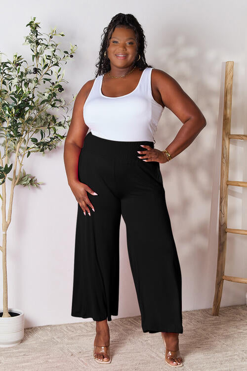 Double Take Full Size Smocked Wide Waistband Wide Leg Palazzo Pants - Danielle and Jason Baker LLC - Danielle Baker's Boutique