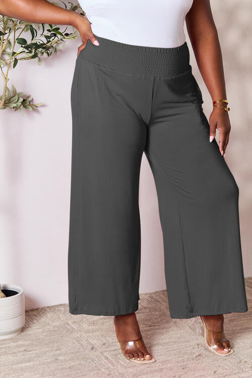 Double Take Full Size Smocked Wide Waistband Wide Leg Palazzo Pants - Danielle and Jason Baker LLC - Danielle Baker's Boutique