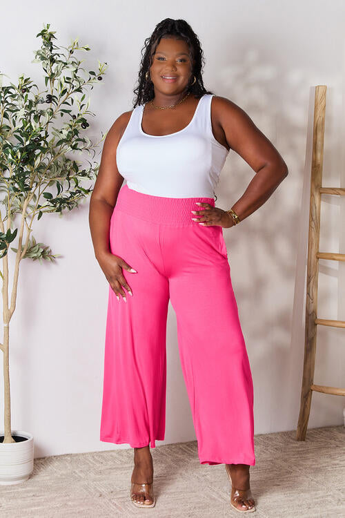 Double Take Full Size Smocked Wide Waistband Wide Leg Palazzo Pants - Danielle and Jason Baker LLC - Danielle Baker's Boutique