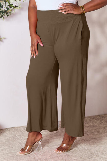 Double Take Full Size Smocked Wide Waistband Wide Leg Palazzo Pants - Danielle and Jason Baker LLC - Danielle Baker's Boutique