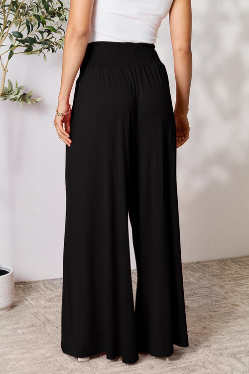 Double Take Full Size Smocked Wide Waistband Wide Leg Palazzo Pants - Danielle and Jason Baker LLC - Danielle Baker's Boutique