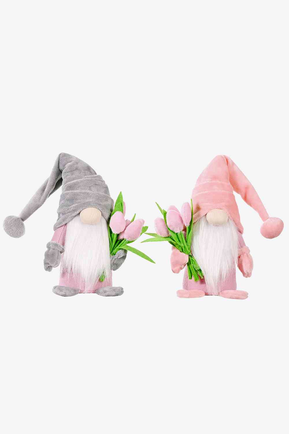 Standing Cute Plush Gnome with Tulips- Spring Gnome - 14 inch.