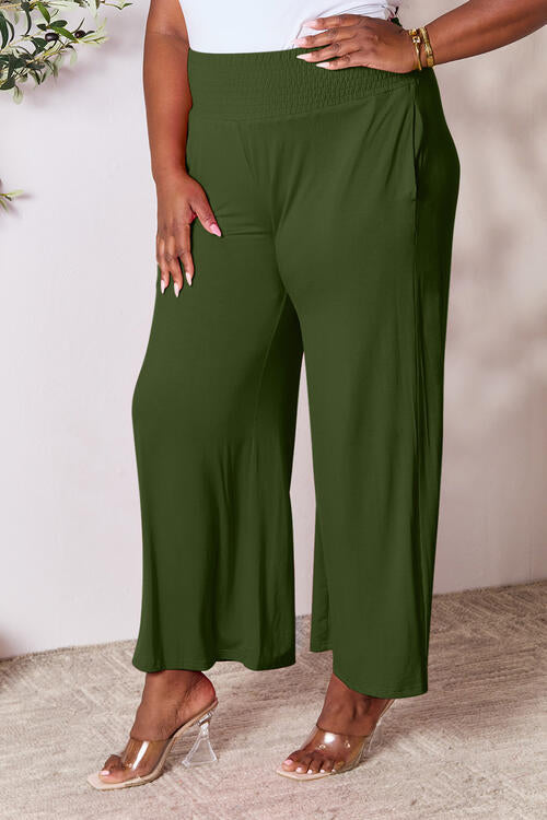 Double Take Full Size Smocked Wide Waistband Wide Leg Palazzo Pants - Danielle and Jason Baker LLC - Danielle Baker's Boutique