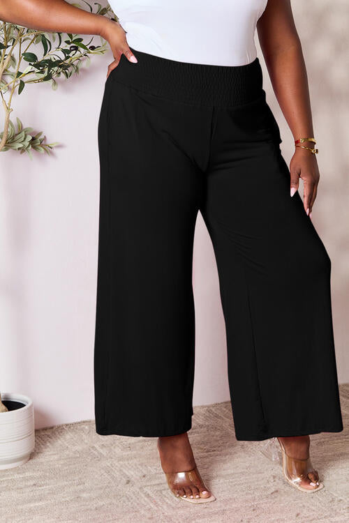 Double Take Full Size Smocked Wide Waistband Wide Leg Palazzo Pants - Danielle and Jason Baker LLC - Danielle Baker's Boutique