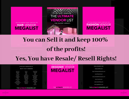 PLR Vendor List, Vendor List for Resale/ Resell, Editable Vendor List Template